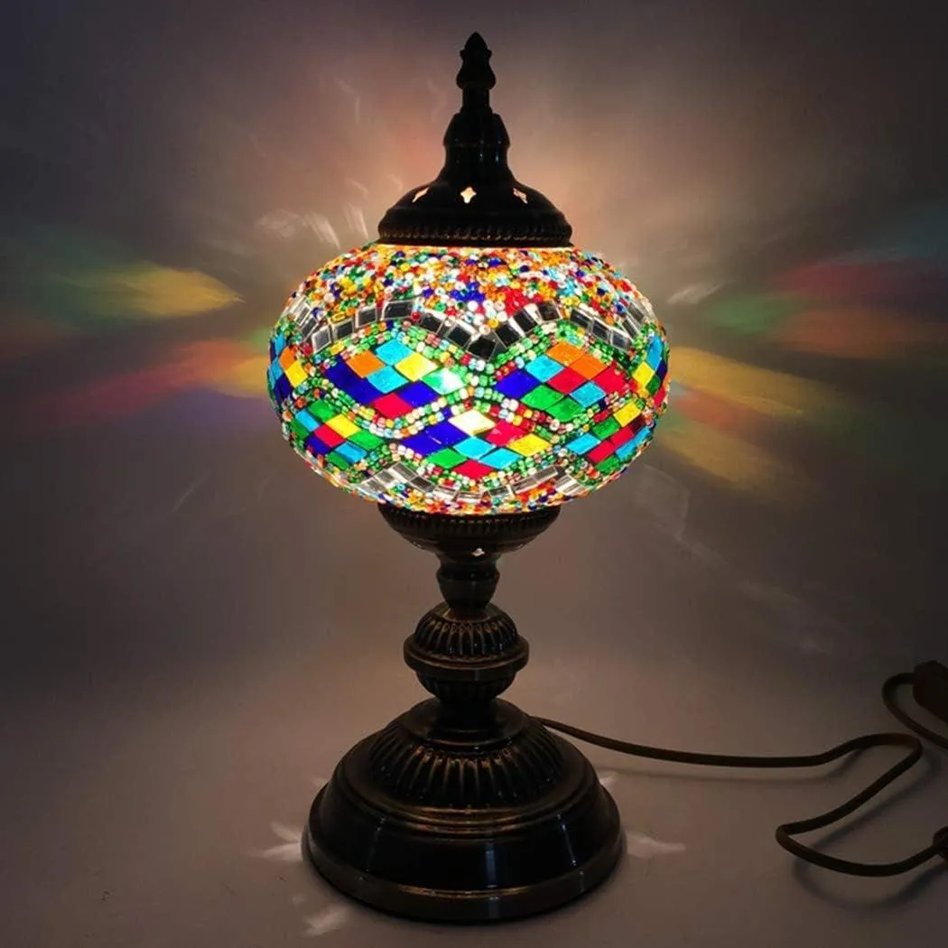 Handcrafted Turkish Mosaic Glass Table Lamp with LED Bulb - Modern Design