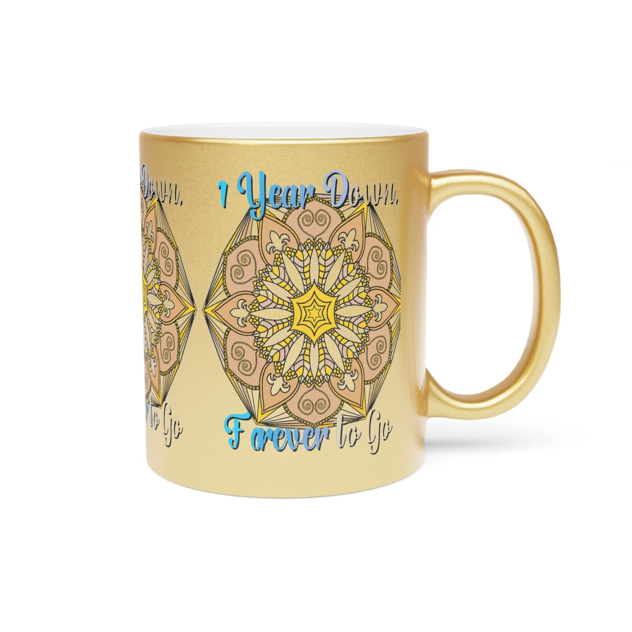 Handmade Mandala Metallic Mug - 1 Year Anniversary Gift