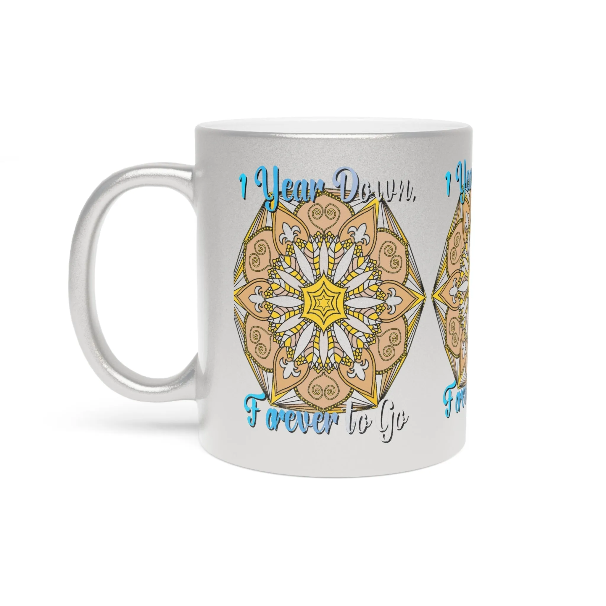 Handmade Mandala Metallic Mug - 1 Year Anniversary Gift