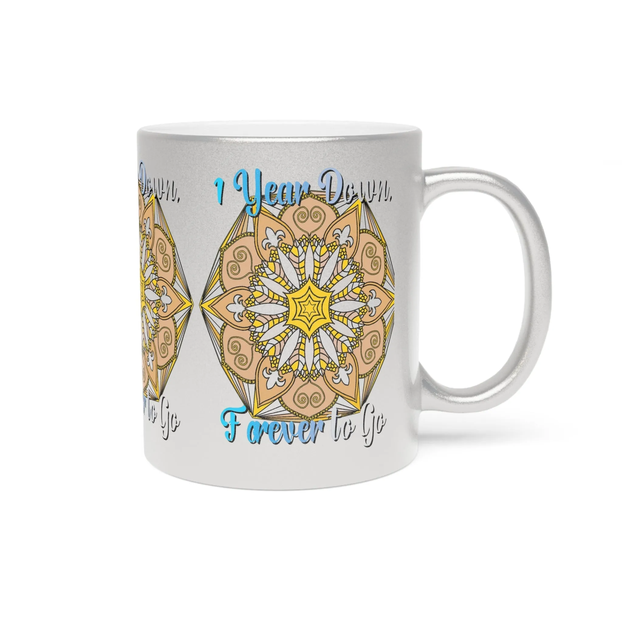 Handmade Mandala Metallic Mug - 1 Year Anniversary Gift