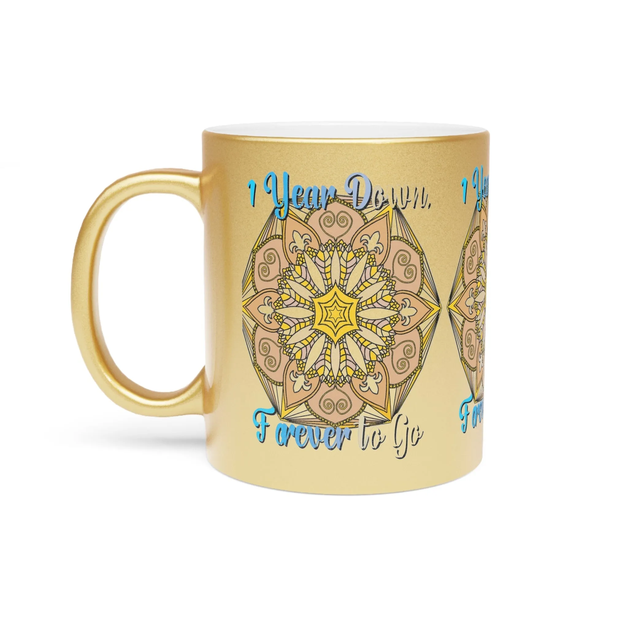 Handmade Mandala Metallic Mug - 1 Year Anniversary Gift