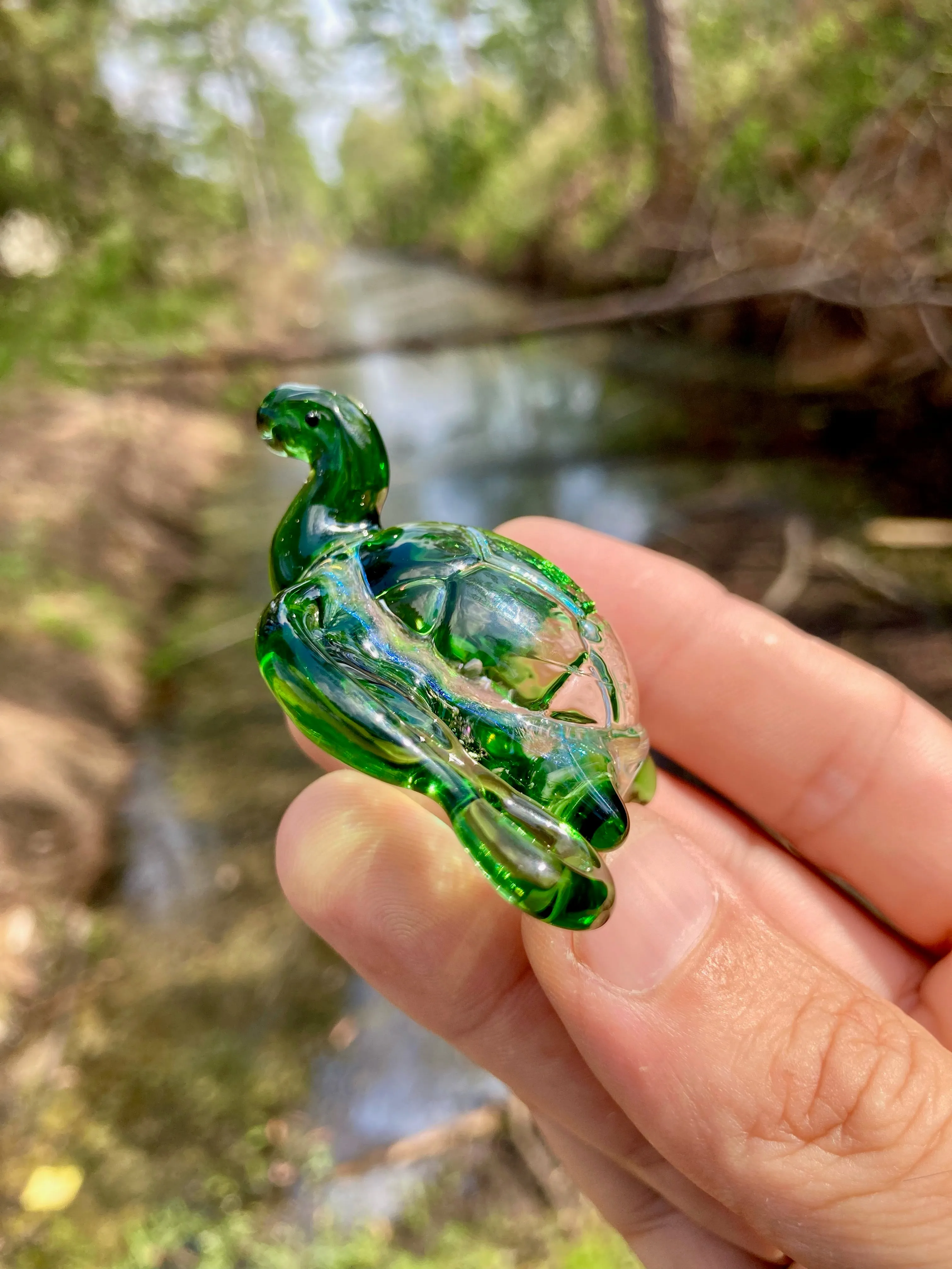 Hanging Dichroic Sea Turtle Cremation Ash Figurine