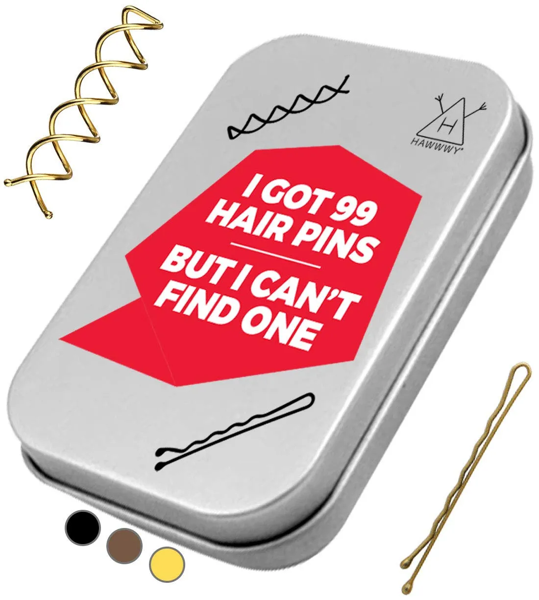 Hawwwy 110 Ultimate Bobby Pins, Includes 10 Spin Pins and 100 Bobby Pins In Cute Storage