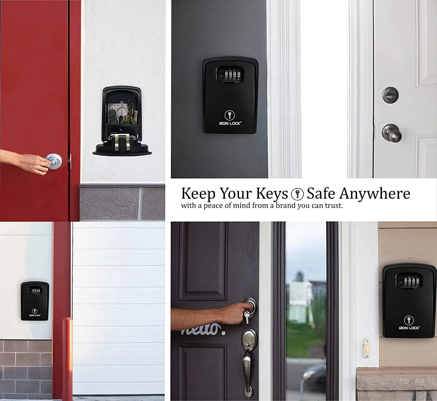 Iron Lock® - XXL Key Lock Box Wall Mount for Keys 4 Digit Combination with Resettable Code with a B Switch Extra Large Lockbox Indoor Outdoor Waterproof Big Key Lock Box House Spare Keys Hide a Key