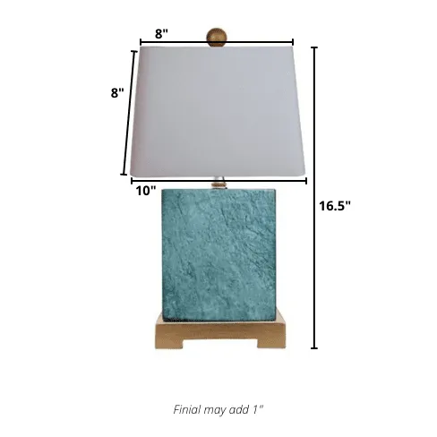 Jade Blue Textured Square Base Mini Lamp