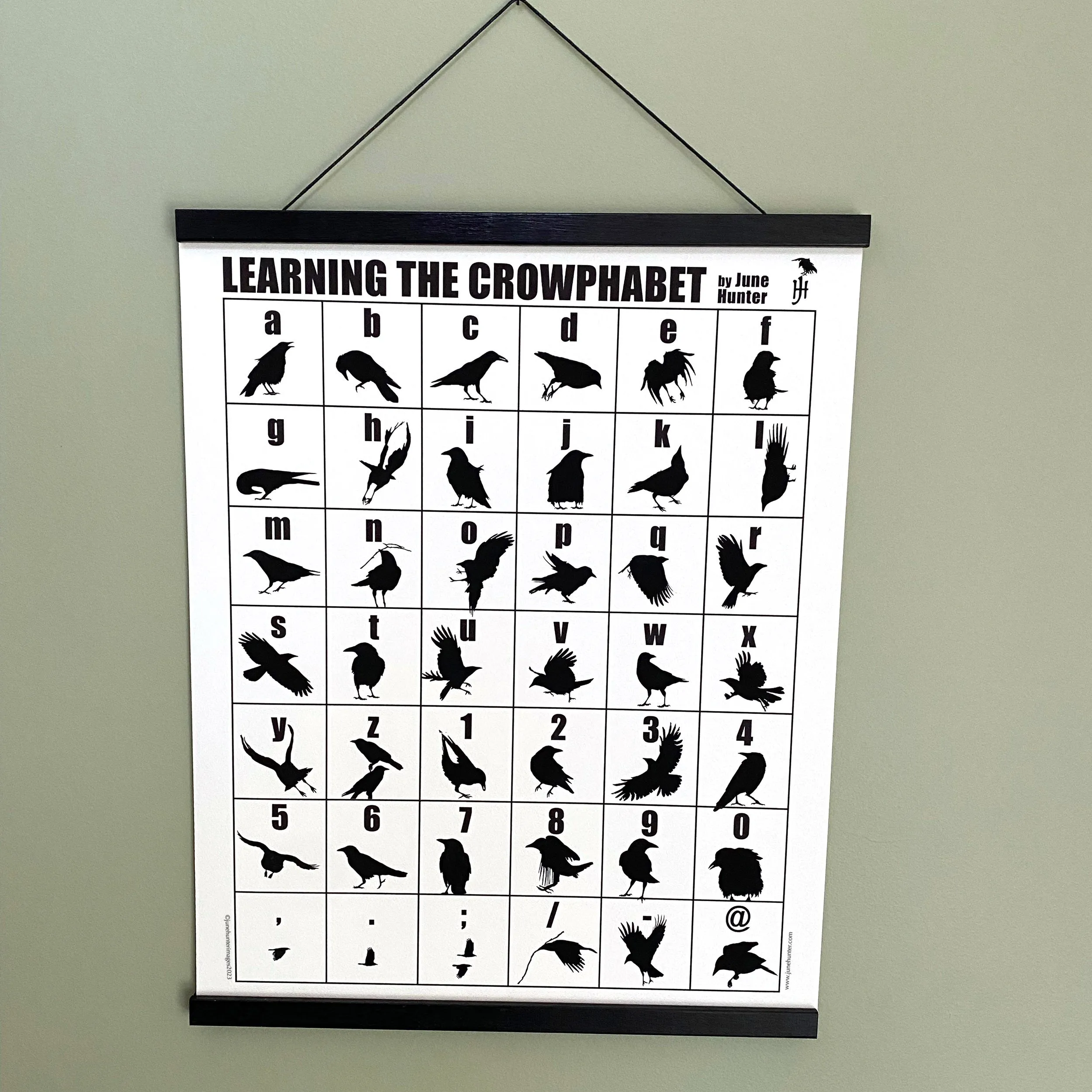 LEARNING THE CROWPHABET — Black and White Poster - SALE