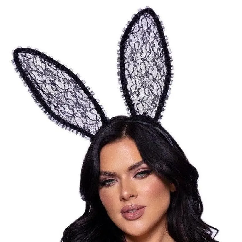 Leg Avenue Ruffle Bunny Ears One Size Black