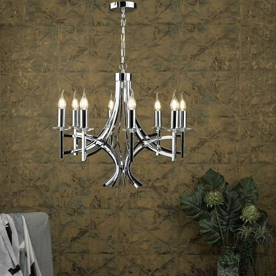 Madrid 8 Light Polished Chrome & Crystal Pendant Ceiling Light