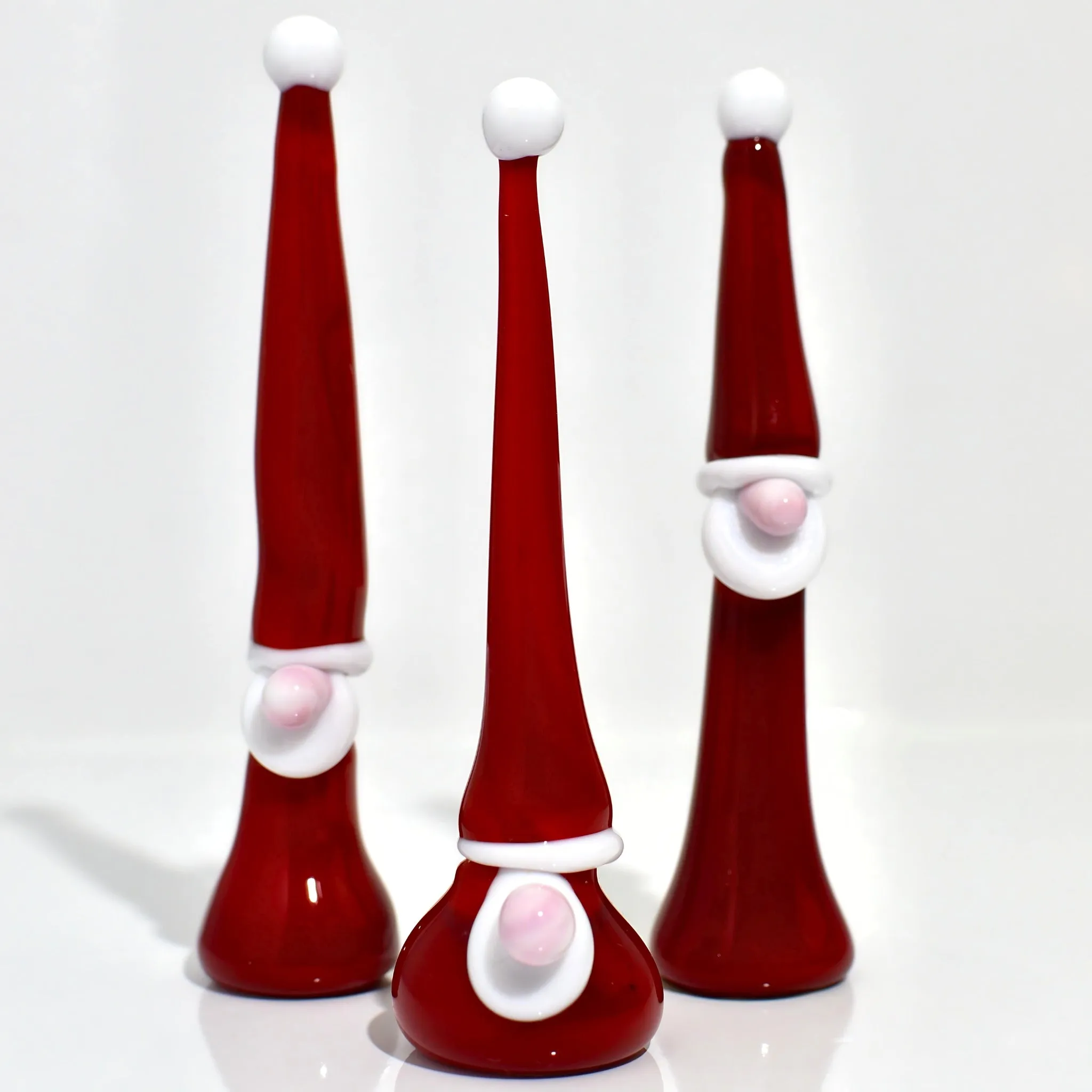 Murano Glass Gnome Santa Figurines - Set of 3