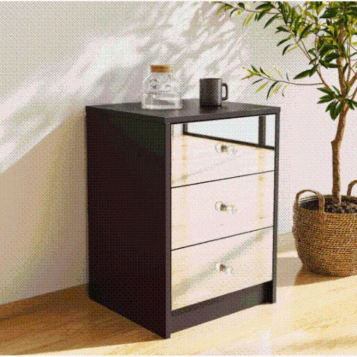 Nightstand Drawer Bedside Mirror Table Side Table - SHI5CO3D