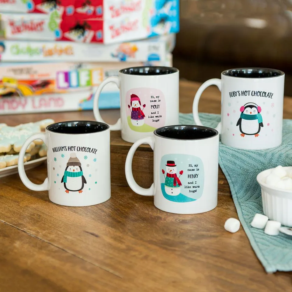 Personalized Kids Snowman Hot Chocolate Mugs