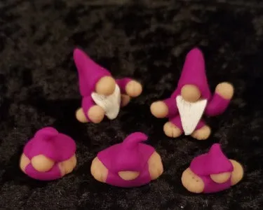 Polymer clay baby gnome figurines set, fairy house accessories