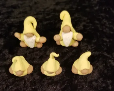 Polymer clay baby gnome figurines set, fairy house accessories