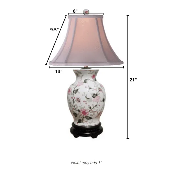 Porcelain Multi-Color Flower Vase Lamp