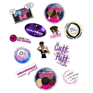 PuffCuff 12 Piece Curlfriend Vinyl Sticker Set