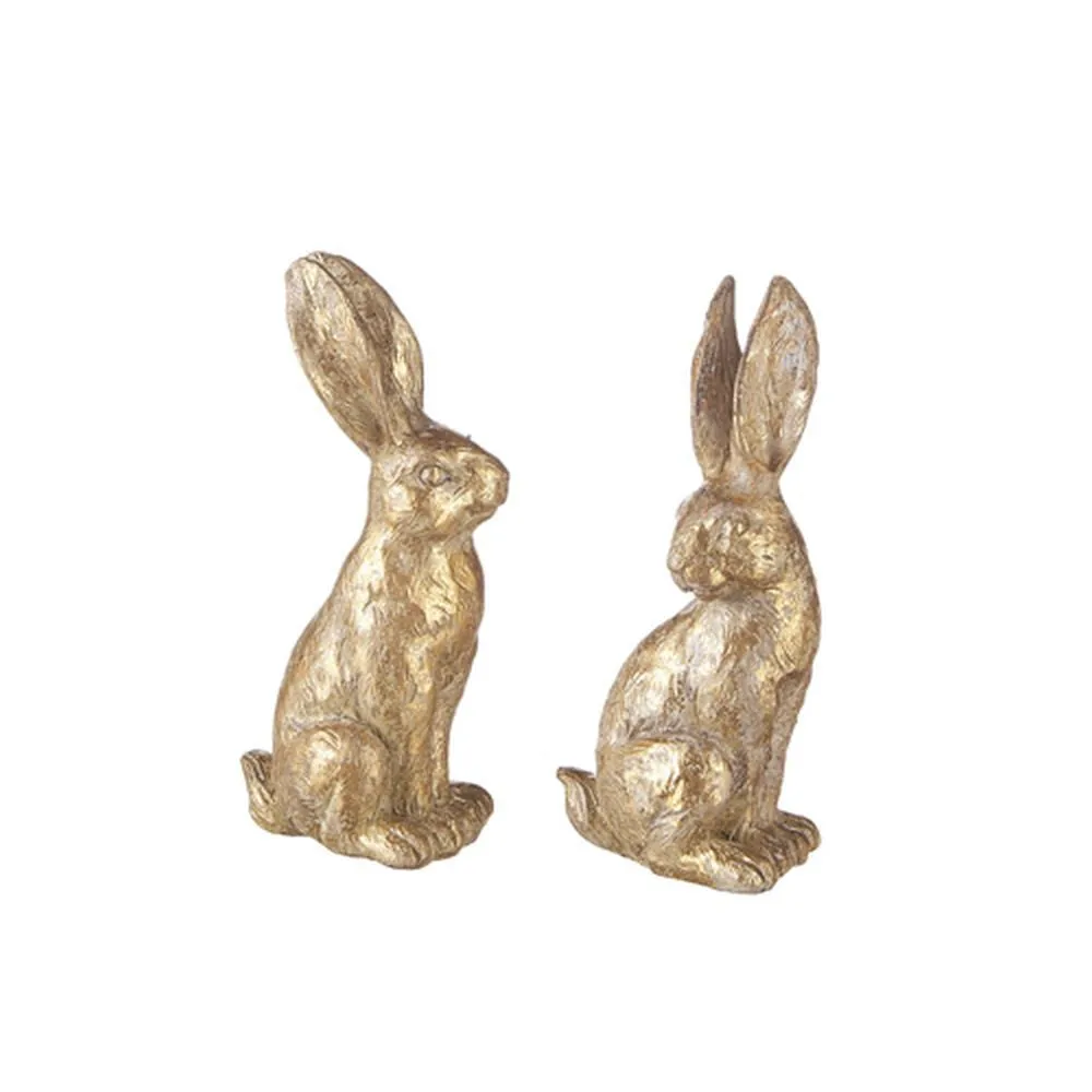 Raz Imports 2023 Paris Apartment 4.75" Gold Leaf Rabbit, Asst of 2