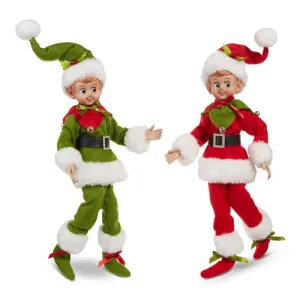 Raz Imports 2023 Vintage Farmhouse Vintage Posable Elf, Asst of 2