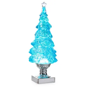 Raz Imports Holiday Water Lanterns 2023 14" Blue Lighted Swirling Glitter Tree