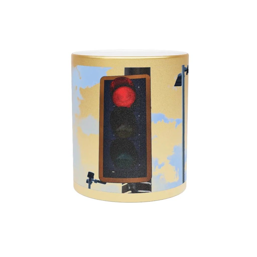 Red Light Metallic Mug (Silver / Gold)