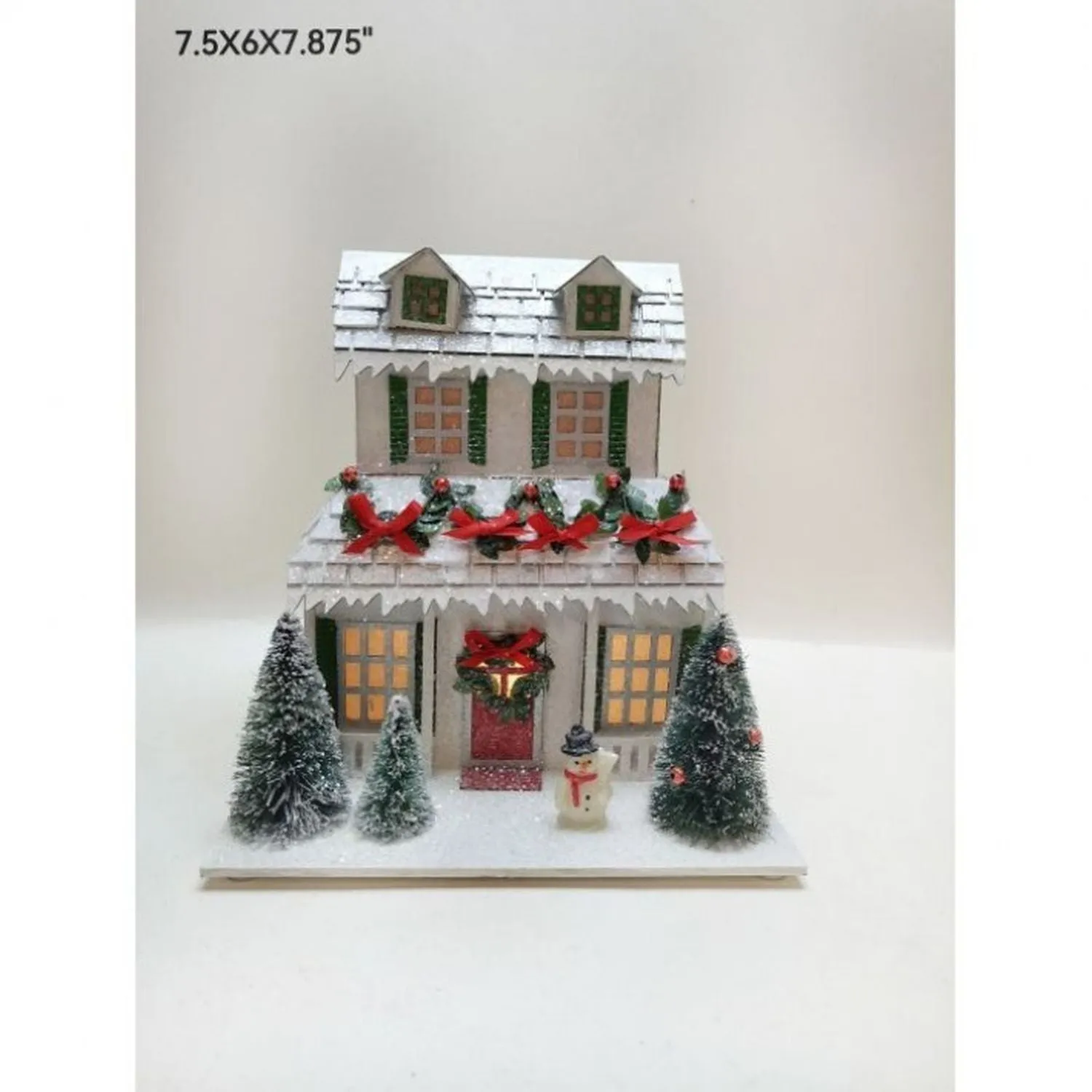 Regency International 9" Led/Bty Tmr Crdbrd Xmas Snowman House