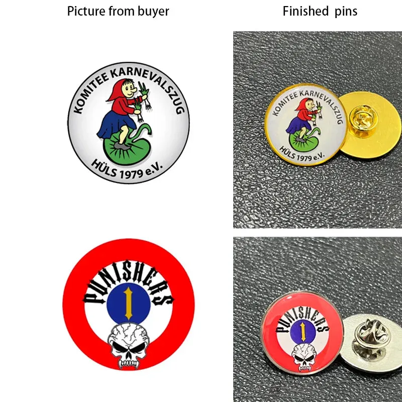 Shirley Custom 100pcs/lot epoxy domed pins personalized metal badges lapel pins pines metálicos