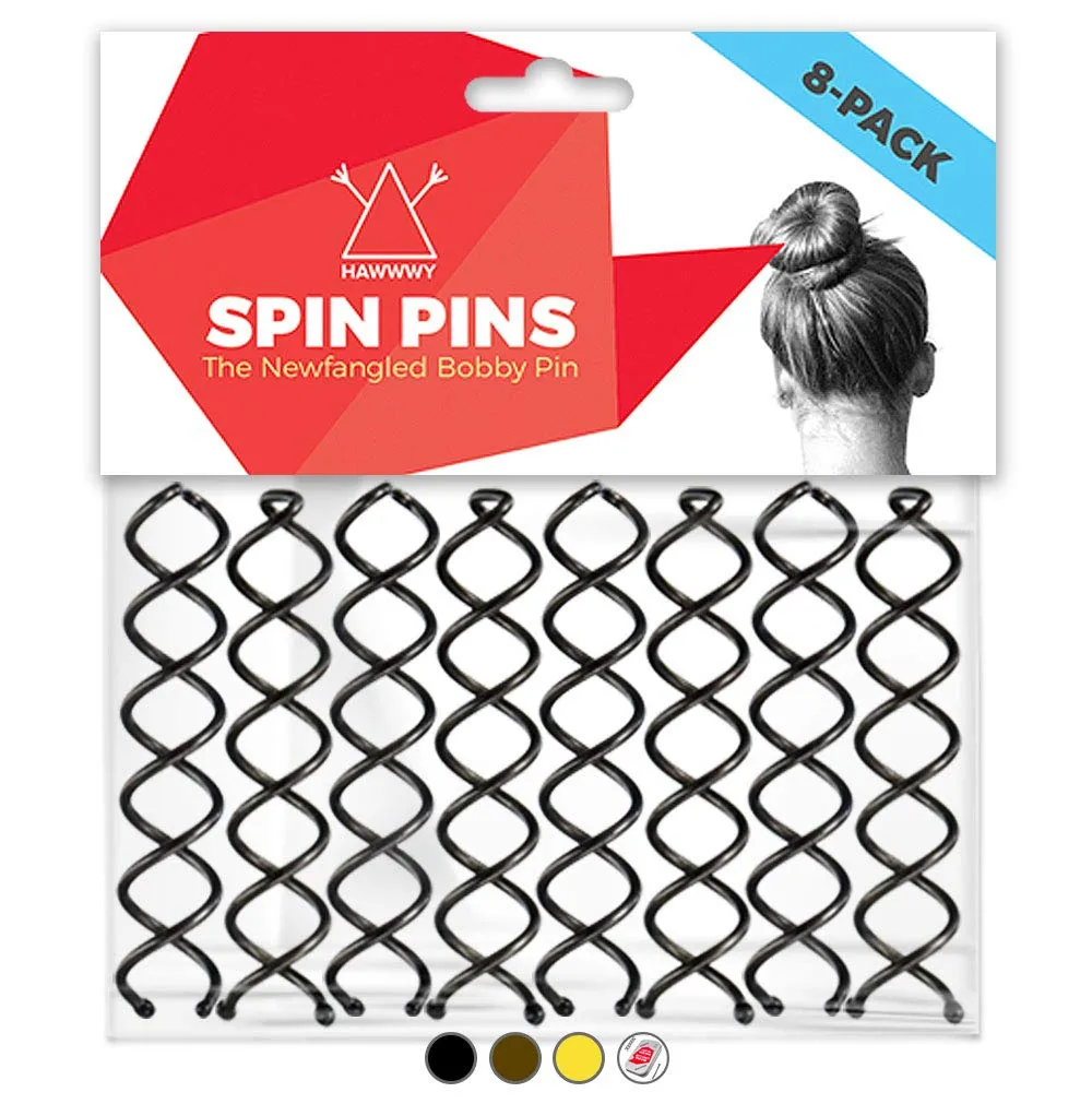 Spiral Bobby Pins Premium 8 Pack, Black