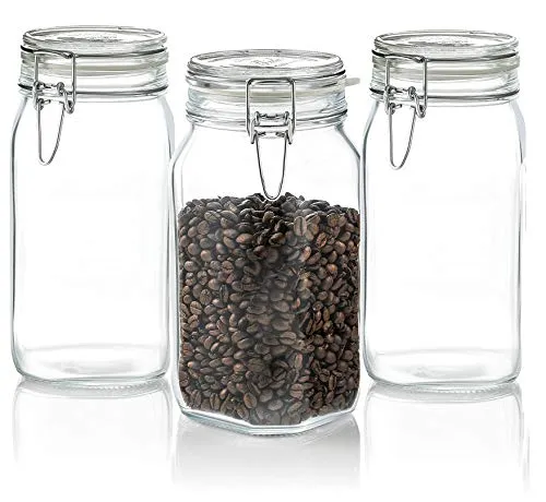 STAR WORK Air-Tight Mason Glass Jars with Buckle Lids for Home (1500ml, Set Of 4)