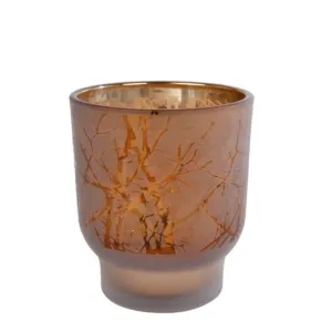 TEALIGHT TWING BROWN GLASS 7.3X7.3X8.4CM