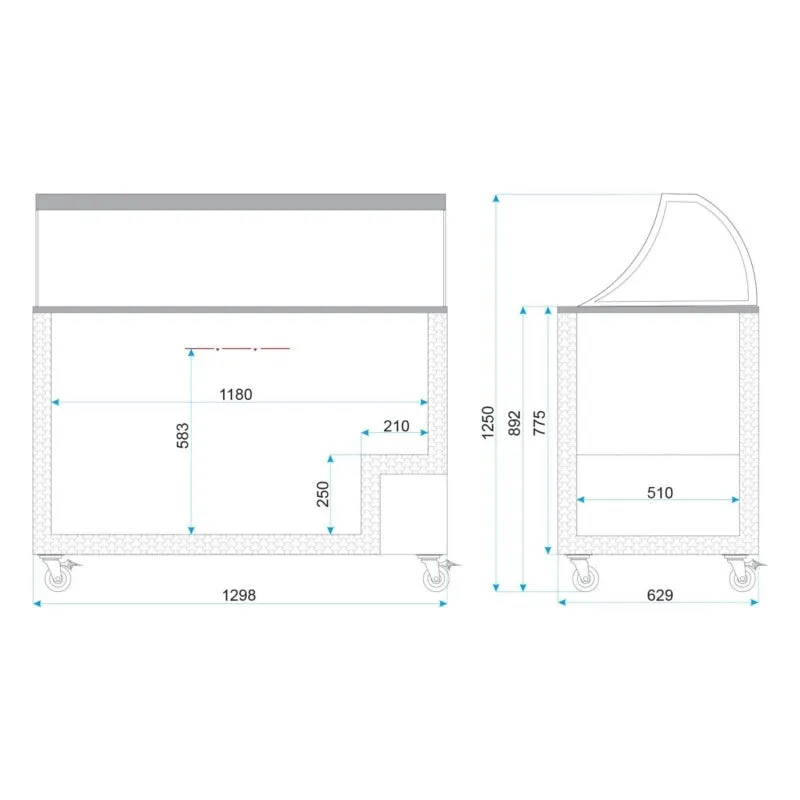 Tefcold Scoop Ice Cream Counter Display Freezer 10 x 5 Litre - IC400SC   CANOPY