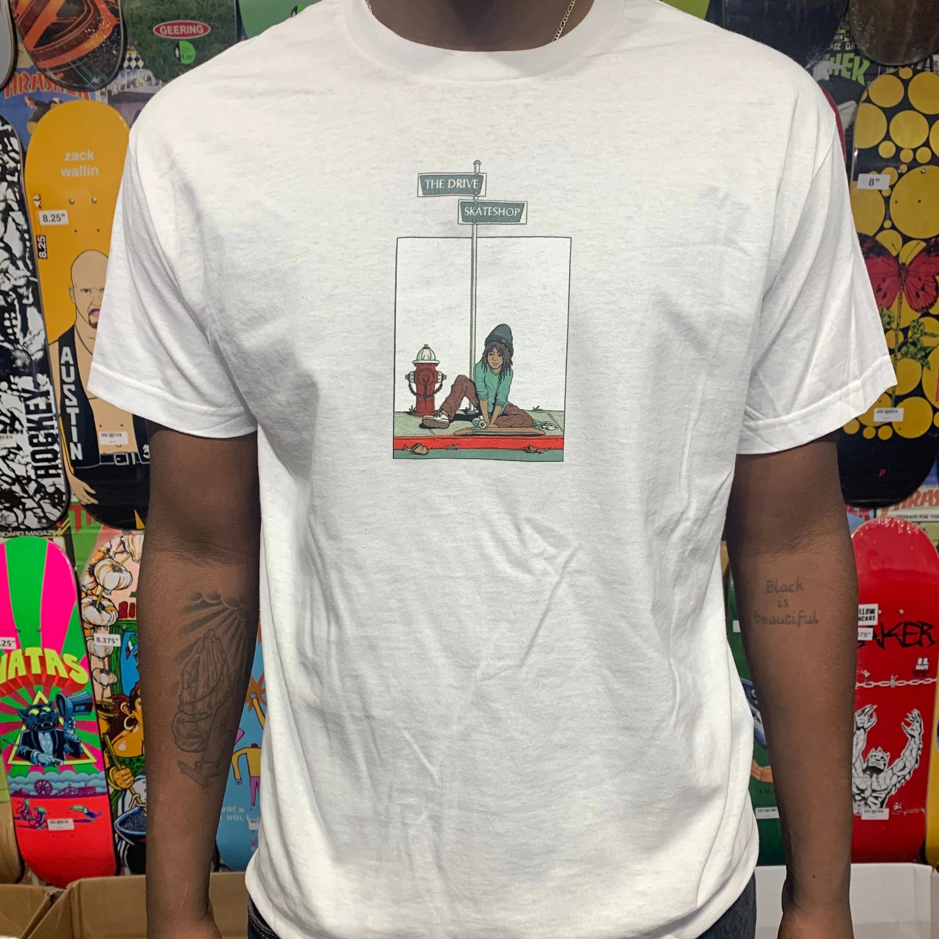 THE DRIVE SKATE SHOP "SKATER" T-SHIRT WHITE