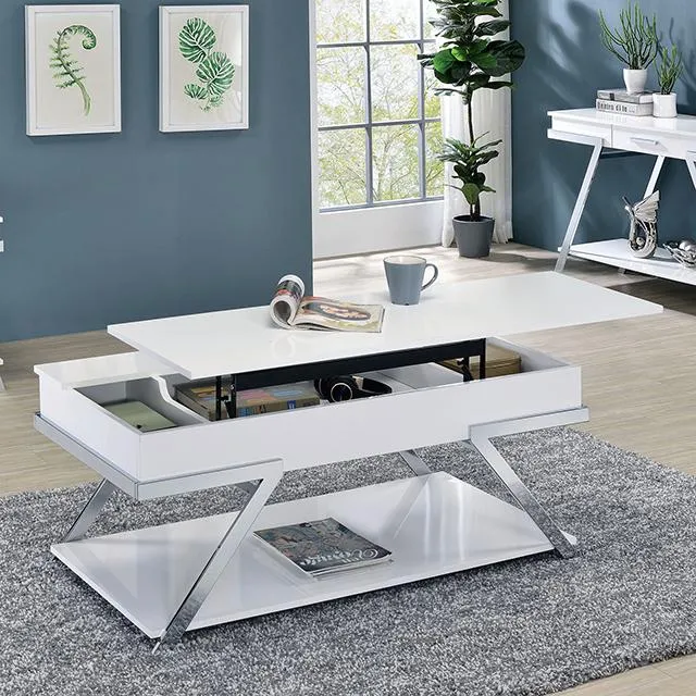 TITUS Coffee Table, White/Chrome