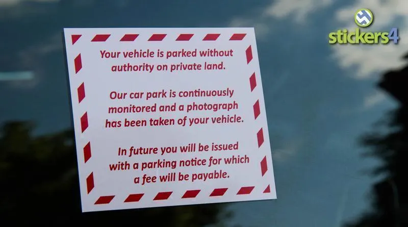 Unauthorised Parking Warning Sticker