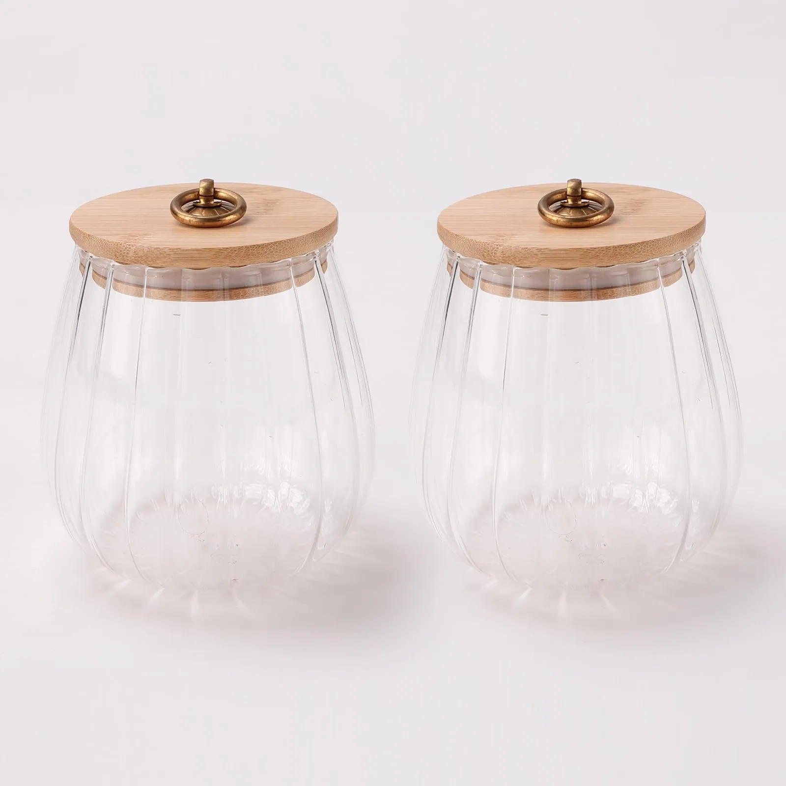 USHA SHRIRAM Borosilicate Containers With Wooden Lid (830ml - 2Pcs) | Glass Container Jar For Kitchen Storage | Microwave Safe | Kitchen Containers Box With Air Tight Lid | Kitchen Organisers