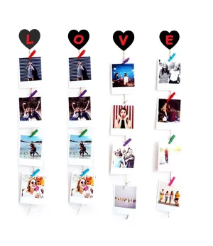 VAH Clip Photo Display - Easy Install Self Adhesive Heart with Love Hanging Photo Display Picture Frame Collage for Wall Decor Hanging Photos