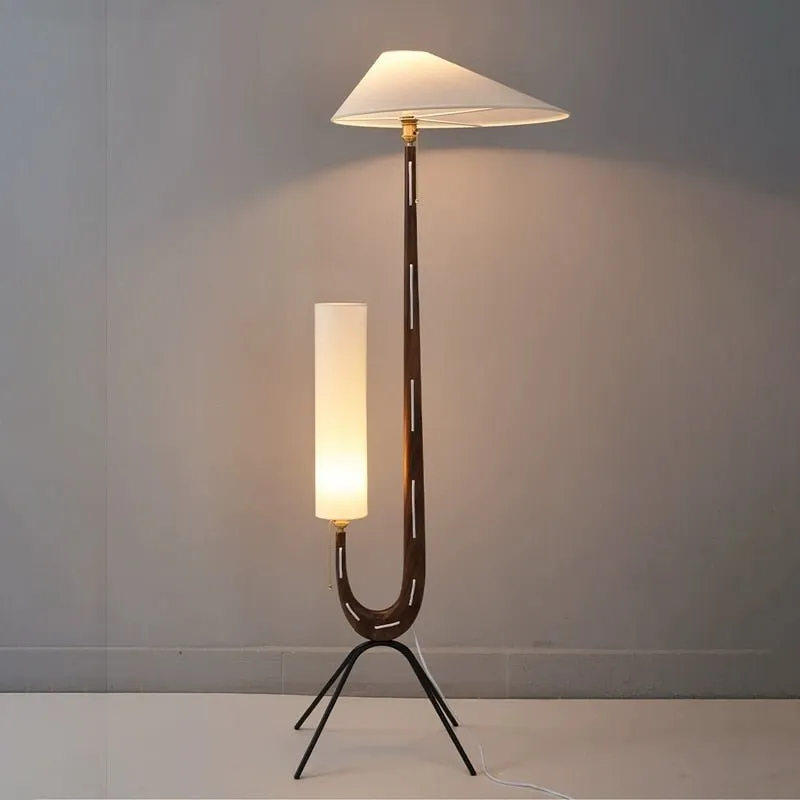 Vintage Nordic Solid Wood LED Floor Lamp