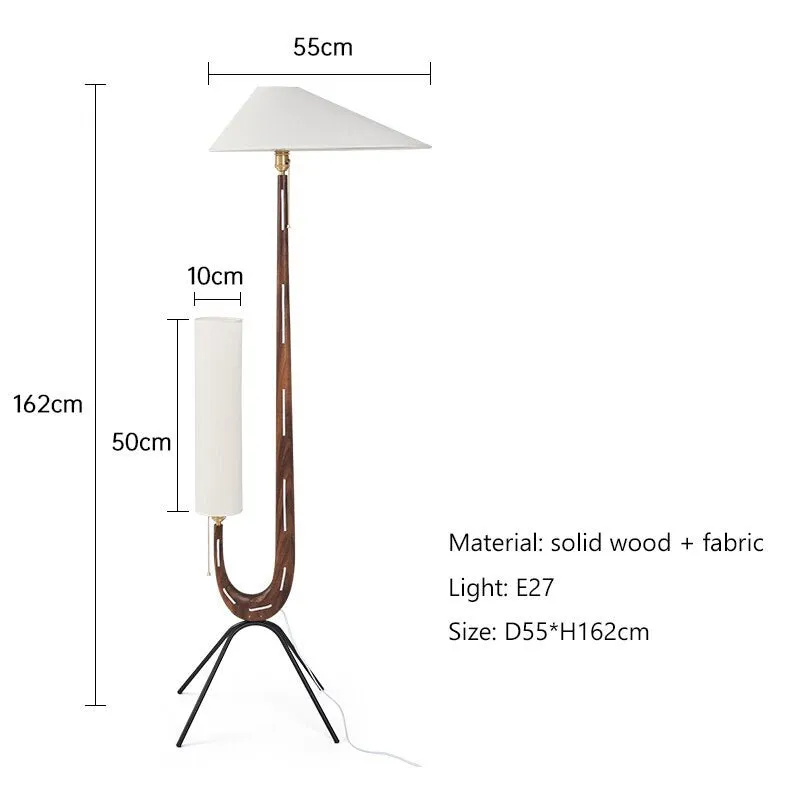 Vintage Nordic Solid Wood LED Floor Lamp