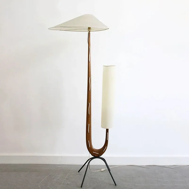 Vintage Nordic Solid Wood LED Floor Lamp