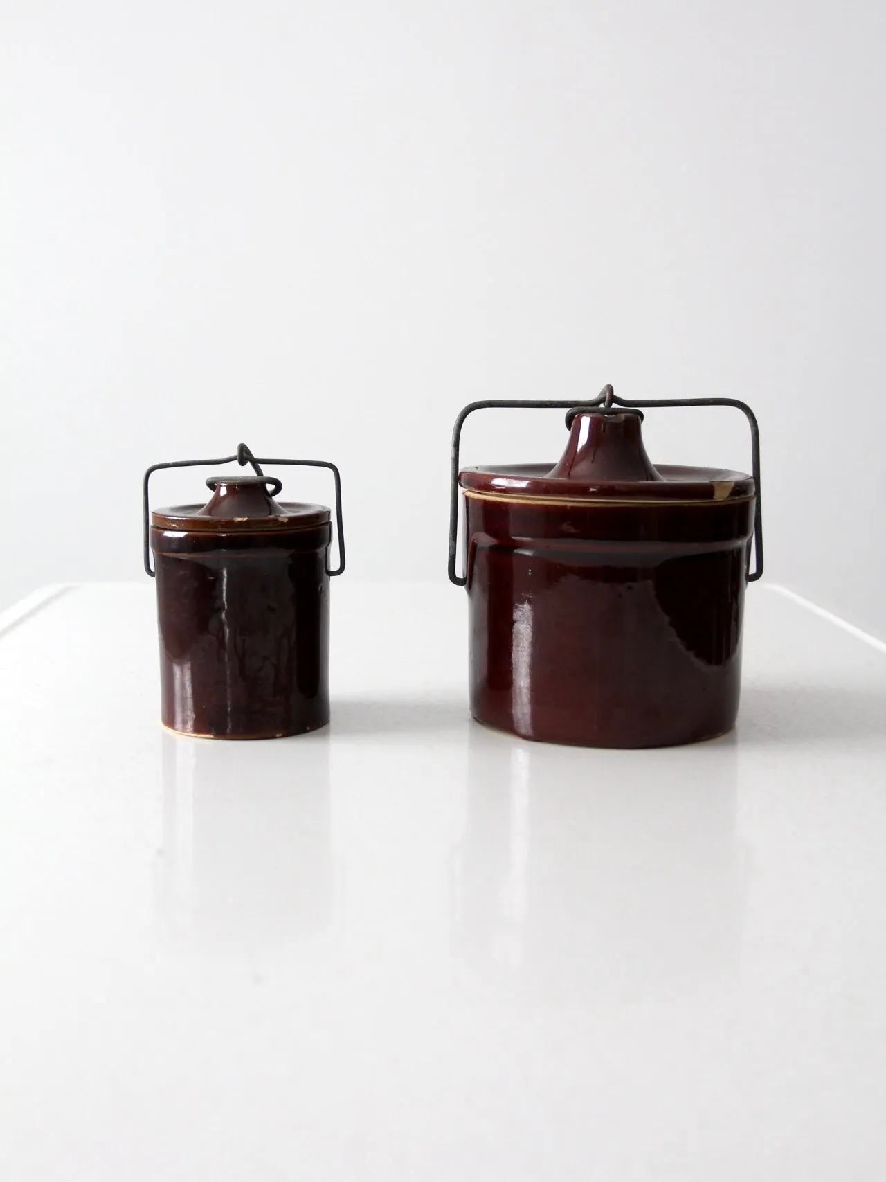 vintage stoneware kitchen jars with bail lock lids