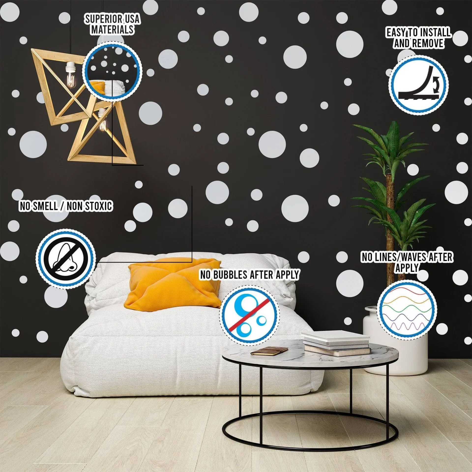 Vinyl Circle Wall Decals - Stylish Whimsical Stickers for Interior Decoration