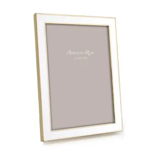 White & Gold Enamel Picture Frame