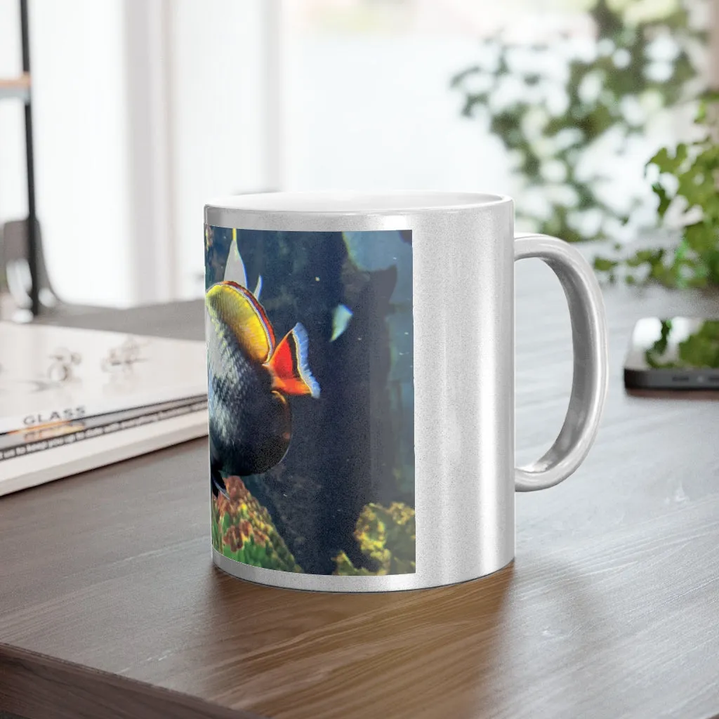 White Black Fish Metallic Mug (Silver / Gold)