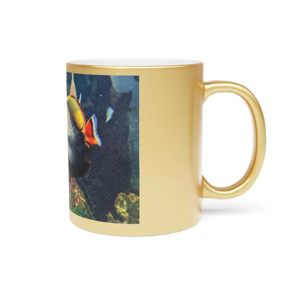 White Black Fish Metallic Mug (Silver / Gold)