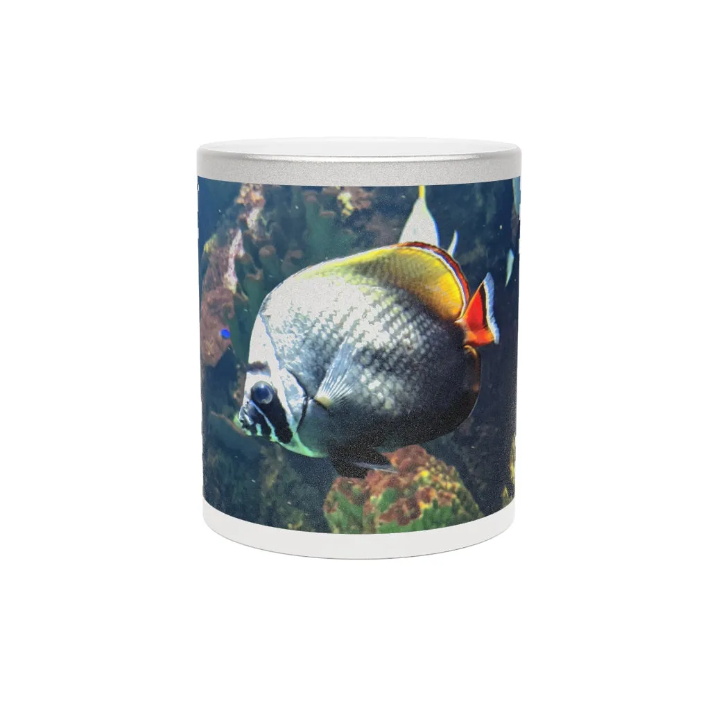 White Black Fish Metallic Mug (Silver / Gold)