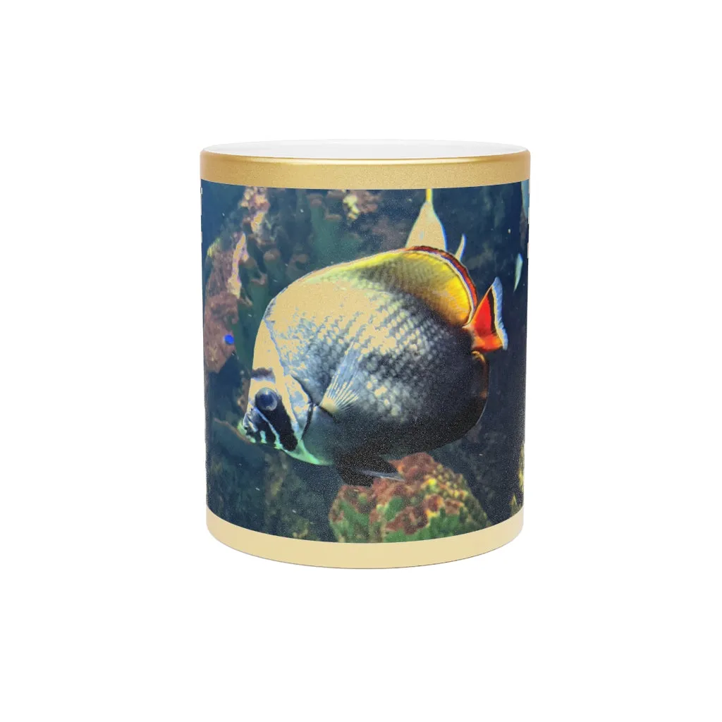 White Black Fish Metallic Mug (Silver / Gold)