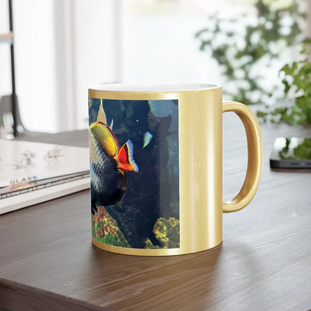 White Black Fish Metallic Mug (Silver / Gold)