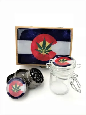 Wooden Box Grinder Jar Combo Kit Small